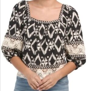 Christian Siriano Boho Crochet Inset Top